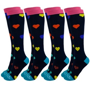 Bison Life Over The Calf Graduated Compression Socks for Women, Anti-Fatigue - 4 Pairs - 1 of 4