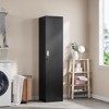 Mlezan Broom Closet Cabinet: Black Metal Storage for Brooms, Mops & Cleaning Supplies. Ideal for Garage, Laundry Room, or Bathroom Organization. - 2 of 4