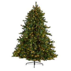 8ft. Mixed Pine Artificial Christmas Tree with 650 Clear Lights & 2302 Branches – Towering Seasonal Holiday X-Mas Display - 1 of 4