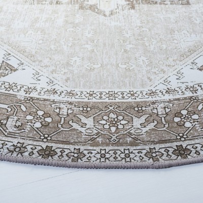 Ivory Elegance 47" Round Synthetic Easy-Care Non-Slip Rug