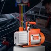 VEVOR 1/2 HP 2 Stage Rotary Vane Vacuum Pump, 5 CFM, 115V Air Conditioning Vacuum Pump, 1/4" SAE Male 3/8" SAE Male 1/2" ACME Male Inlet, Orange - 2 of 4