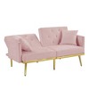 59" Velvet Futon Sofa Bed, Modern Convertible Loveseat Sofa With 2 Pillow, Sleeper Sofa with Adjustable Backrest for Guest Room Bedroom - 3 of 4
