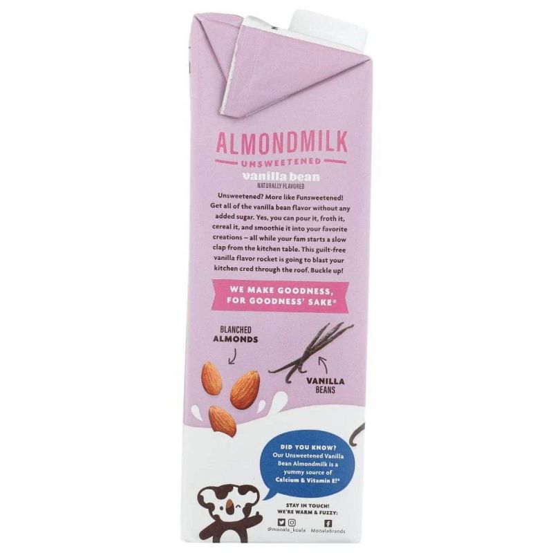 Mooala Organic Plant-Based Unsweetened Vanilla Bean Almond Milk - Case of 6/33.8 oz, 5 of 7