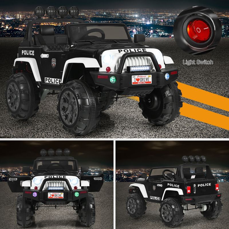 Costway 12V Kids Ride On Truck RC Car w/ LED Lights Music Trunk, 3 of 11