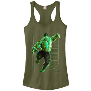 Juniors Womens Marvel Avengers: Infinity War Hulk Portrait Racerback Tank Top - 1 of 3