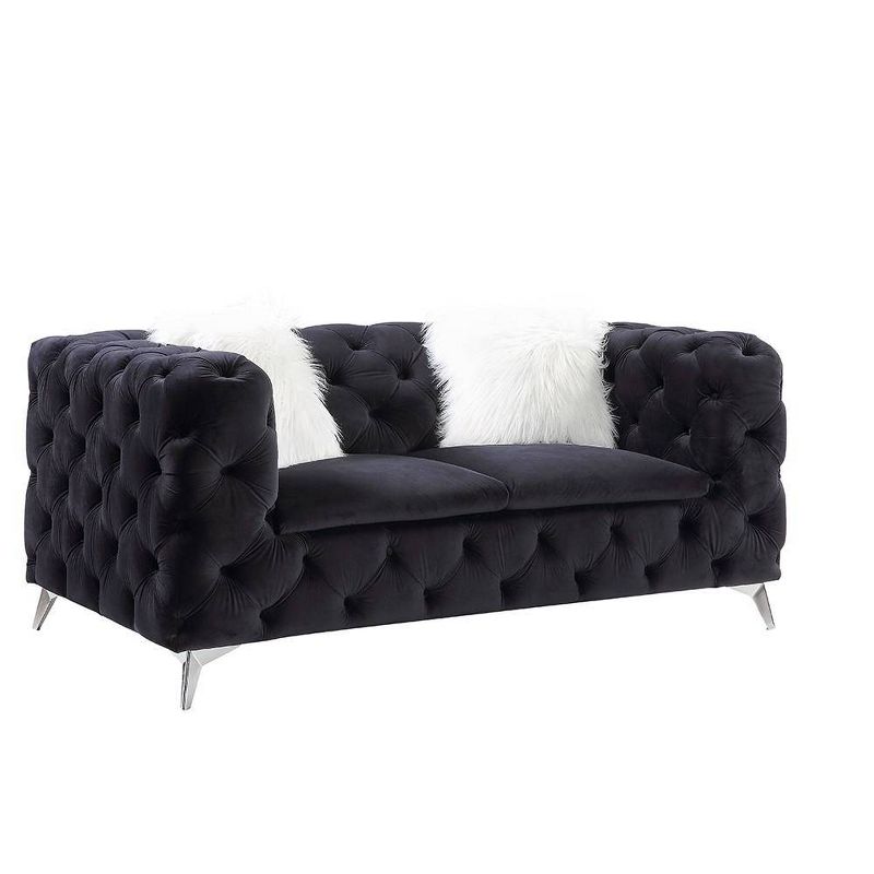 68&#34; Phifina Sofa Black Velvet - Acme Furniture, 3 of 10