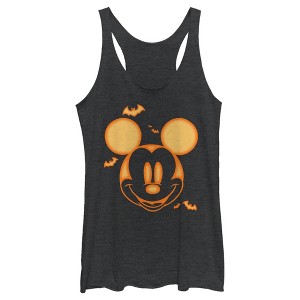 Women's Mickey & Friends Halloween Pumpkin Face Racerback Tank Top - 1 of 4