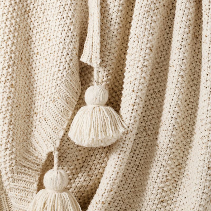 Knit Throw with Pom Tassels Throw Blanket - Threshold™ designed with Studio McGee, 4 of 11