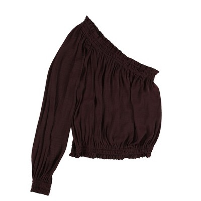 bar III Womens Solid One Shoulder Blouse