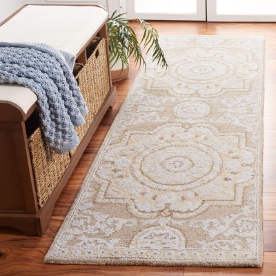 Ivory and Beige Rectangular Tufted Wool Area Rug