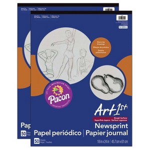 UCreate Newsprint Pad, White, 18" x 24", 50 Sheets, Pack of 2 - 1 of 3