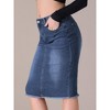 INSPIRE CHIC Women's Raw Hem High Waisted Pockets Stretch Knee Length Jean Denim Skirt - 2 of 4