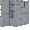 NicBex Full over Full Bunk Bed Triple Wood Bed Frame with Wheels, Storage Stairs and Full Length Guardrail, No Box Spring Required - 4 of 4