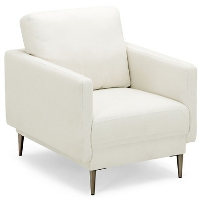 Costway Modern Upholstered Accent Chair Single Sofa Armchair Living Room Funiture White\Grey
