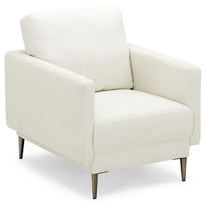 Costway Modern Upholstered Accent Chair Single Sofa Armchair Living Room Funiture White\Grey - 1 of 4