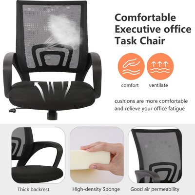 Black Mesh Ergonomic Executive Swivel Office Chair with Fixed Arms