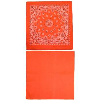 CTM Cotton Solid and Paisley Print Neon Bandana Kit (Pack of 2)