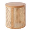 JUJABU 15.7" Round End Table, Hollow Rattan Woven Design with Rubber Wood Top, Small Nightstand or Tea Table for Living Room, Easy Assembly - 2 of 4