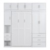 YOOCOZZ Space-Saving Murphy Bed with Multiple Cabinets, Wardrobe and Drawers - White - 4 of 4
