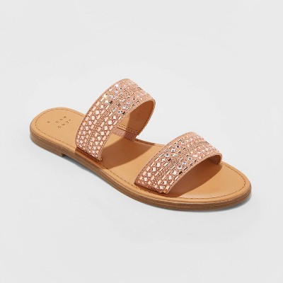 rose gold slide sandals