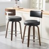 Bekrvio 26" Faux Leather Swivel Bar Stools Set of 1/2/3/4,Mid Century Modern Counter Chairs with Wood Legs and Curved Back for Kitchen Island - 2 of 4