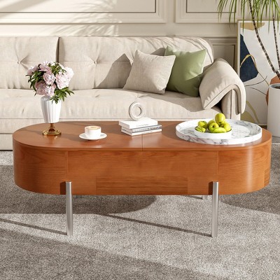 47.2'' Lift Top Coffee Table, Center Table with Hidden Storage Compartment,Cocktail Table with 360 Degree Rotating Tray for Living Room Office