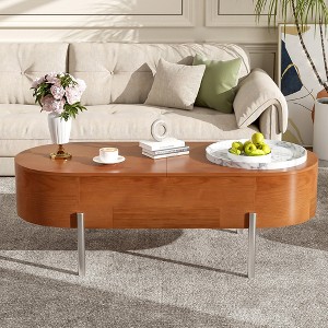 47.2'' Lift Top Coffee Table, Center Table with Hidden Storage Compartment,Cocktail Table with 360 Degree Rotating Tray for Living Room Office - 1 of 4