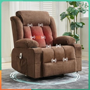 Recliner Rocking Chairs with Massage and Heat, Wide Comfy Sofa Couch with Side Pockets and Cup Holder for Bedroom - 1 of 4