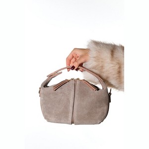 ISLAND - Taupe Suede Leather Shoulder Bag (Women) taupe suede standart - 1 of 4