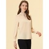 INSPIRE CHIC Women's Office Keyhole Elegant Stand Collar Long Sleeve Back Neck Button Blouse - 3 of 4