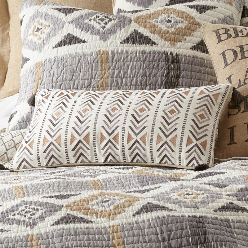 Santa Fe - Embroidered Chevron Decorative Pillow - Tan, Grey and White - Levtex Home, 3 of 7