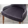 Velvet Contemporary Accent Chair with Nailhead Trim and Button-Tufted Curved Back - 3 of 4