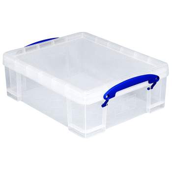 Really Useful Box 8.1 Liter Plastic Stackable Storage Container Bin with Snap Lid & Built-In Clip Lock Handles for Home or Office Organization, Clear