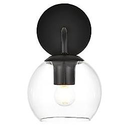 Elegant Lighting Genesis 1 light Black and Clear Bath Sconce