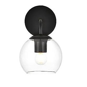 Elegant Lighting Genesis 1 light Black and Clear Bath Sconce - 1 of 4