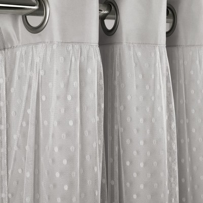 Home Boutique Cottage Polka Dot Sheer Window Curtain Panel Including Tieback Light Gray Single 38X84