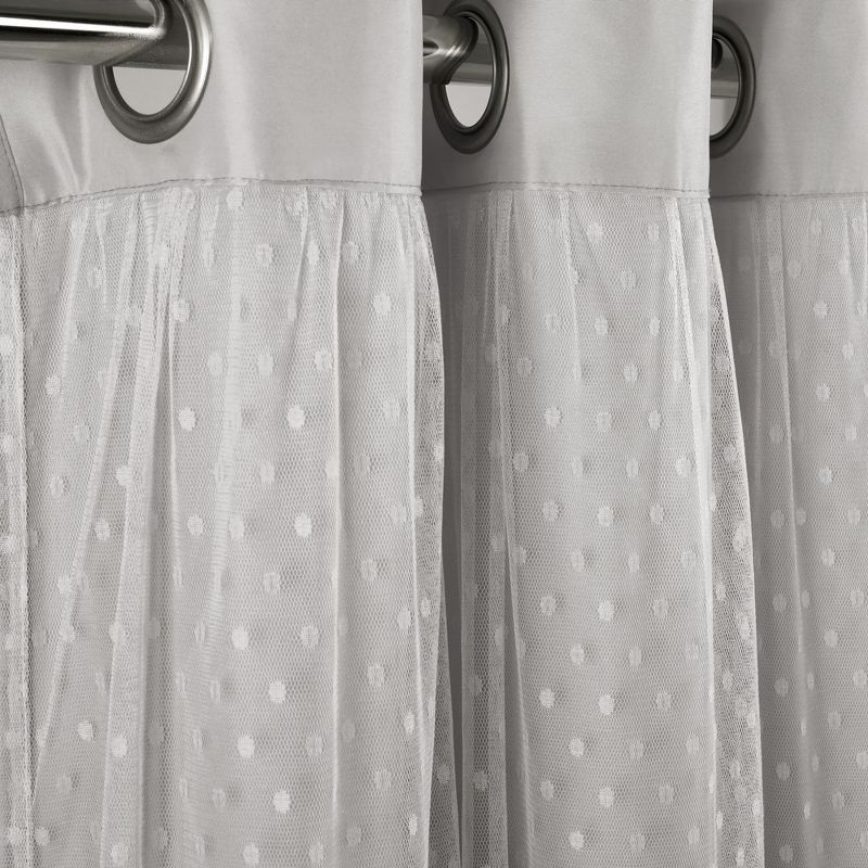 Home Boutique Cottage Polka Dot Sheer Window Curtain Panels Including Tieback Light Gray 38X84 Set, 1 of 2
