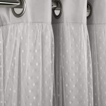 Home Boutique Cottage Polka Dot Sheer Window Curtain Panels Including Tieback Light Gray 38X84 Set