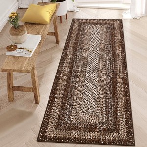 Washable Area Rugs for Living Room Non Slip Modern Braided Print Rug - 1 of 4