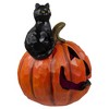 Northlight 10" LED Lighted Jack-O-Lantern and Black Cat Tabletop Halloween Figure - 3 of 4