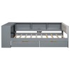 PAGED Modern Wooden Storage Bed, Twin Size Platform Bed Frame with Drawers, Shelves, Upholstered Headboard and Charging Ports for Children - 3 of 4