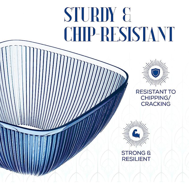 Elle Decor Large Acrylic Serving Bowl, 113-Ounce Capacity for Fruits, Popcorn, Reusable, BPA-Free Indigo Blue Ribbed Server for Parties and BBQ’s, 4 of 8