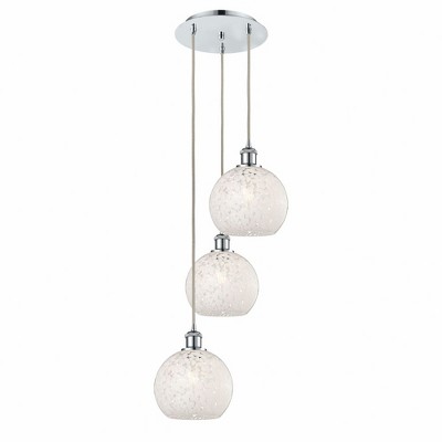 White Mouchette - 3 Light Cord Hung Multi Pendant In Modern Style-36 Inches Tall and 14.5 Inches Wide