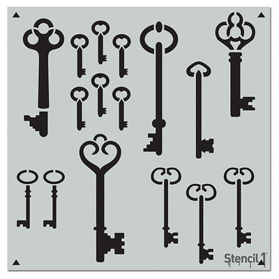 Stencil1 Skeleton Keys Repeating - Wall Stencil 11" x 11"