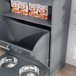 Bencmate Pet Water Bottle Pet Feeder Station Storage Cabinet, Dog Food Storage Container with Dog Raised Bowls, Gray(24"*14"*32.25") - 1 of 4