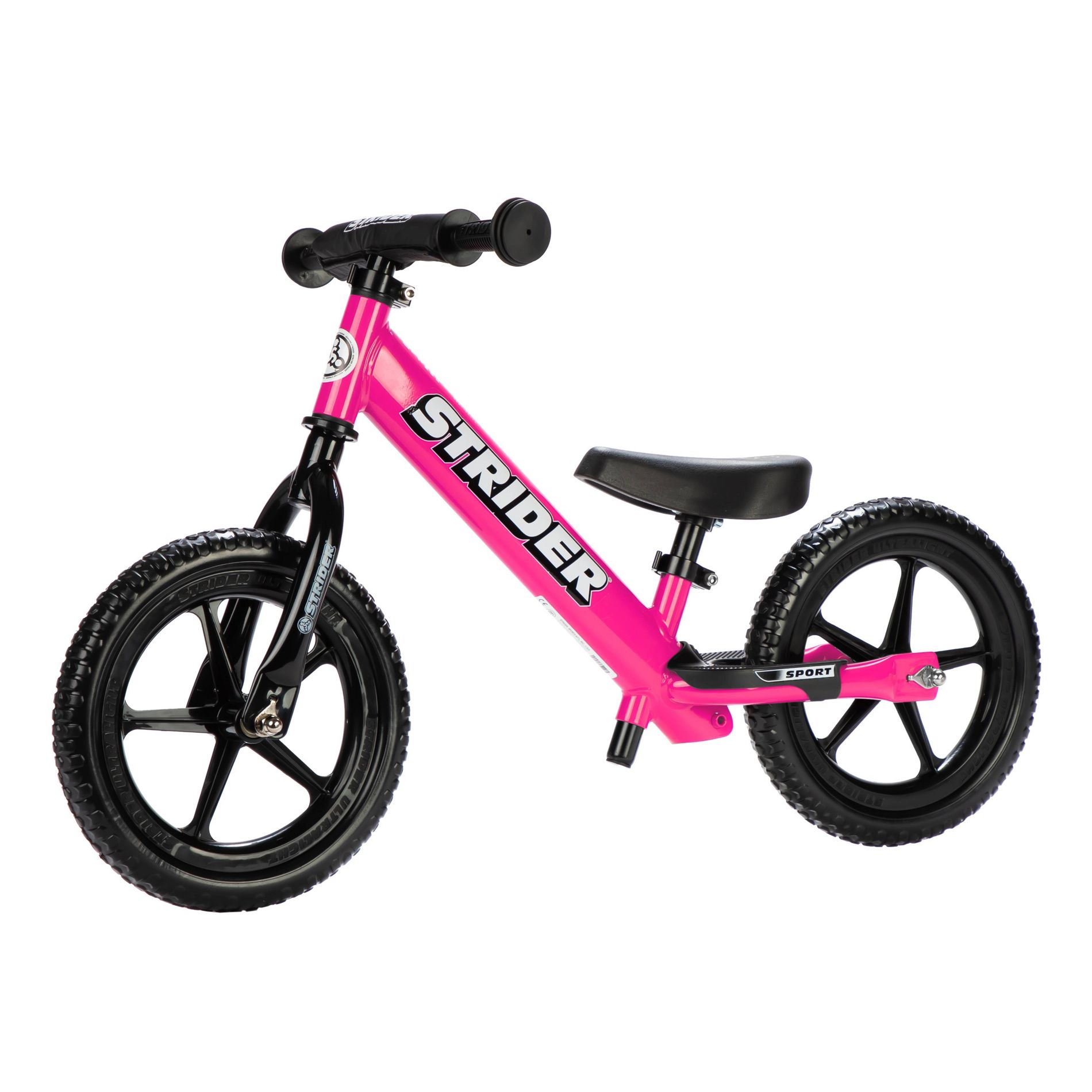 Strider Sport 12" Kids' Balance Bike - Pink: Adjustable Handlebar & Seat, Steel Frame