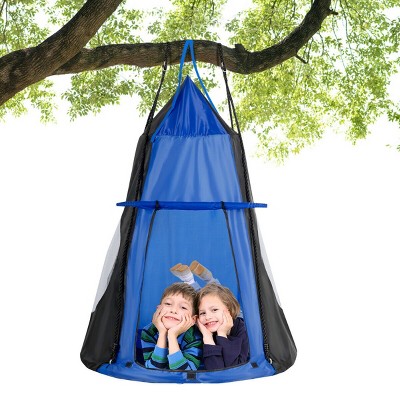 Costway 40 Kids Hanging Chair Swing Tent Set Hammock Nest Pod Seat Blue Target