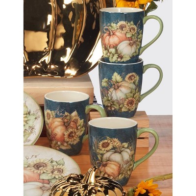 Autumn Breeze Ceramic Fall-Themed 20oz Mugs Set of 4