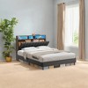 Queen Size LED Bed Frame with Storage Headboard and Charging Station, No Box Spring Needed,with 2 AC Outlets, 1 USB Port, 1 Type-C Port - 3 of 4