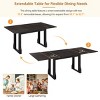 6-Piece Extendable Dining Set with Solid Wood Table, 4 Upholstered Chairs, Wicker Backrests & 1 Bench, Seats Up to 6-Cuddlewood - 3 of 4